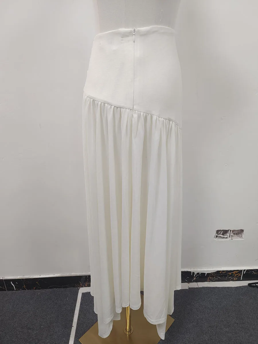 VGH temperamento Slim Fit conjuntos de dos piezas para mujer cuello redondo manga corta Top calado falda larga de cintura alta conjunto elegante Mujer