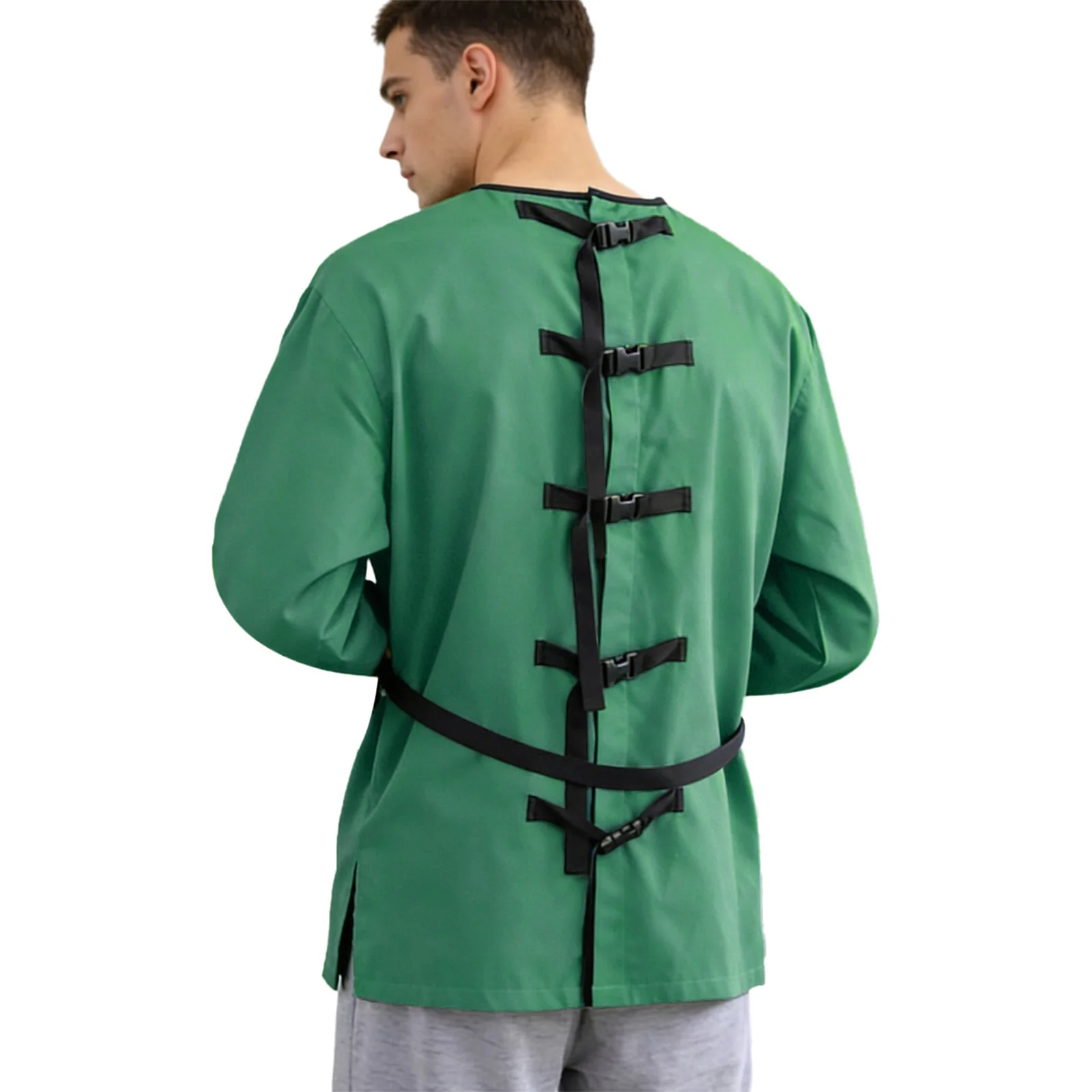 Unisex Adults Upper Limb Protective Top with Securing Strap Back Buckles Anti-self-harm Anti-elopement Shirt for Hospital Nursin