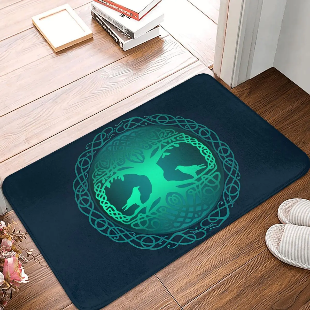 Yggdrasil Celtic Tree Of Life Huginn Muninn Tattoo Viking Non-slip Doormat Carpet Living Room Bedroom Mat Welcome Flannel Modern