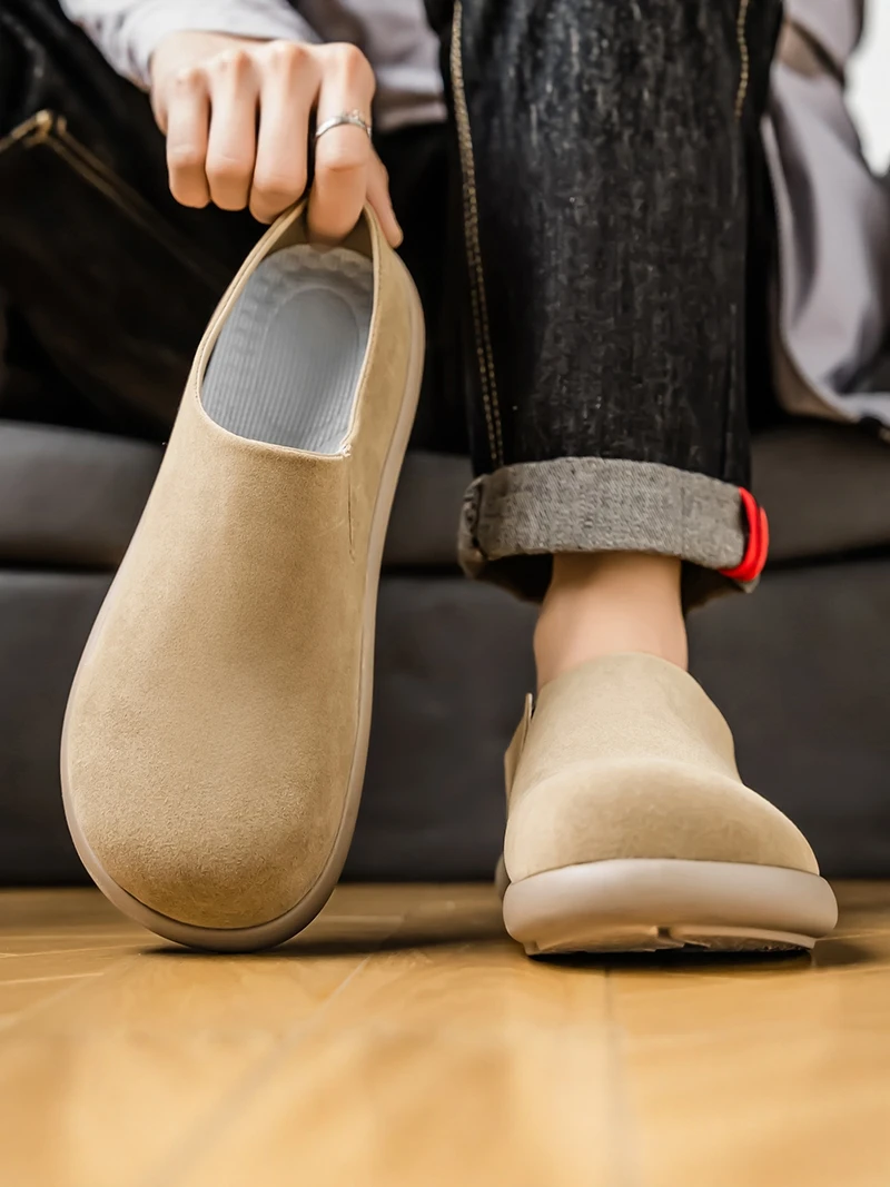 

Men's Casual Retro Sport Office Work Slip-On Soft Bottom Mules Trendy Shoes Breathable round Toe Low Heel PVC Out...