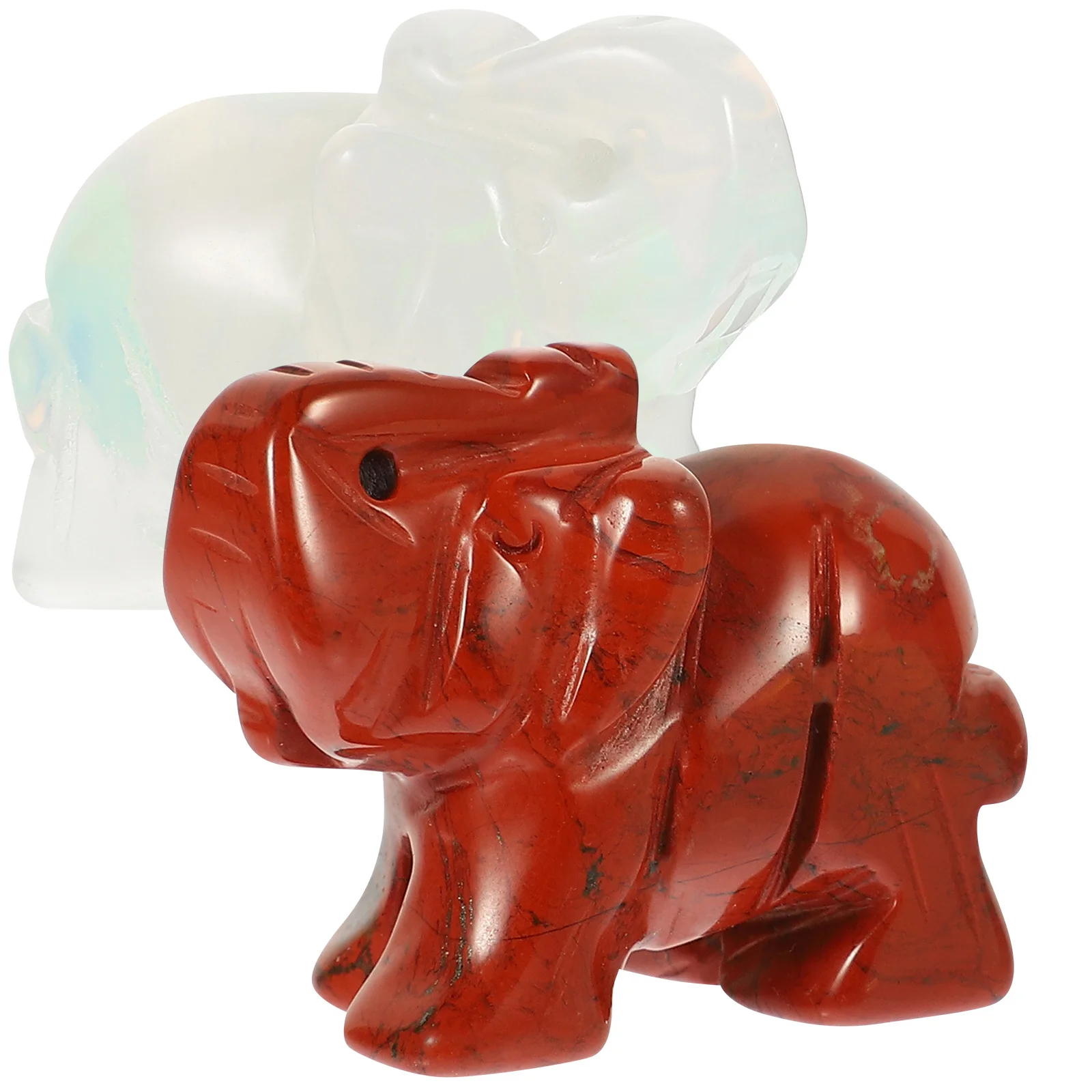 

2pcs Elephant Quartz Crafts Decor Mini Statue For Home Garden Desktop Decoration Crystal Animal Ornament Small Sculpture