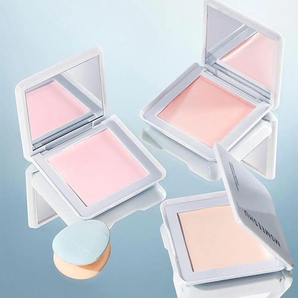 Creamy Pink Face Highlighter Blush With Powder Puff Natural Brightening Glow Concealer Cream Ruddy Complexion Highlighter Makeup