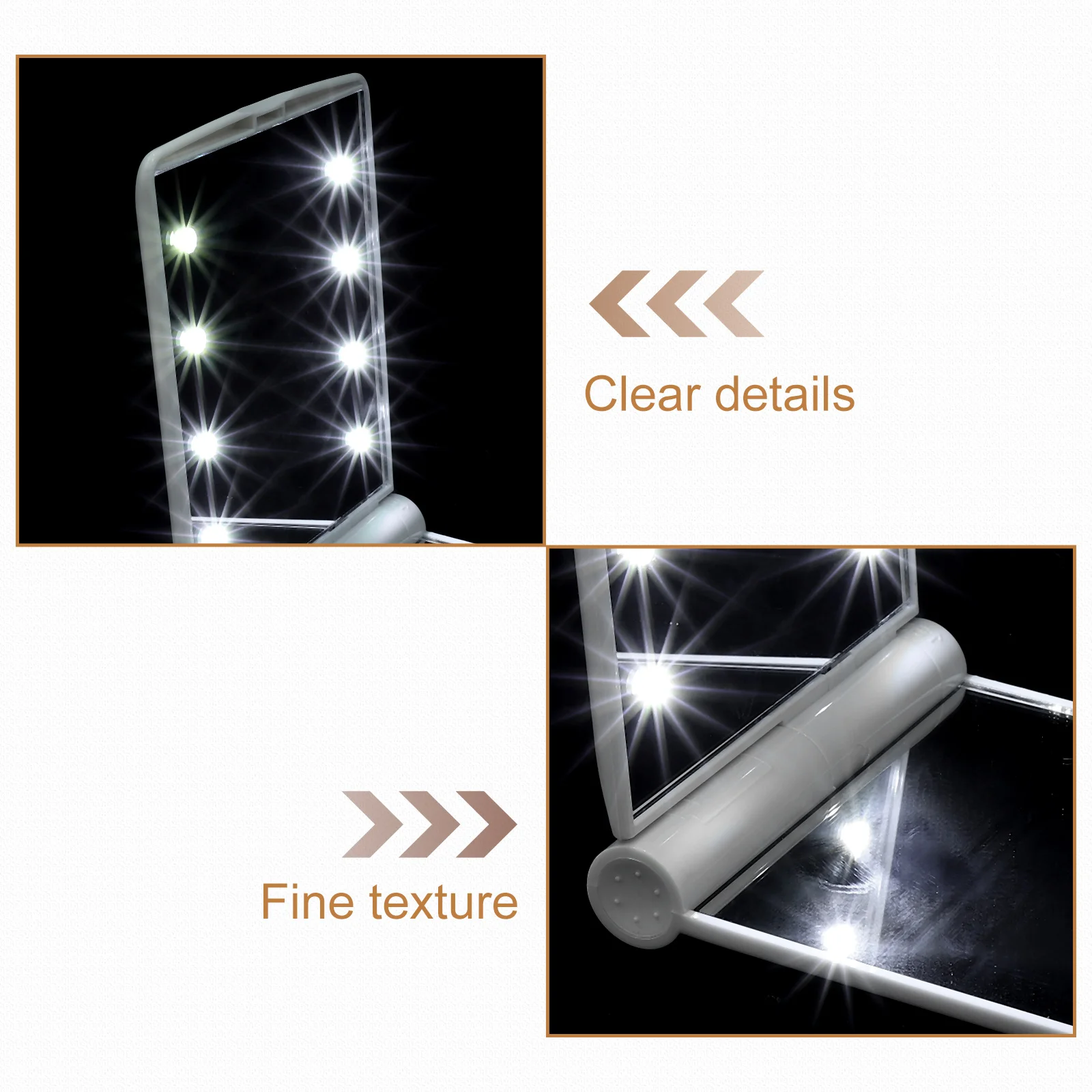 

Compact Travel Portable Folding Touch Screen Lighted Plastic For Women Daylight Simulation Foldable Lighted Makeup Travel Led