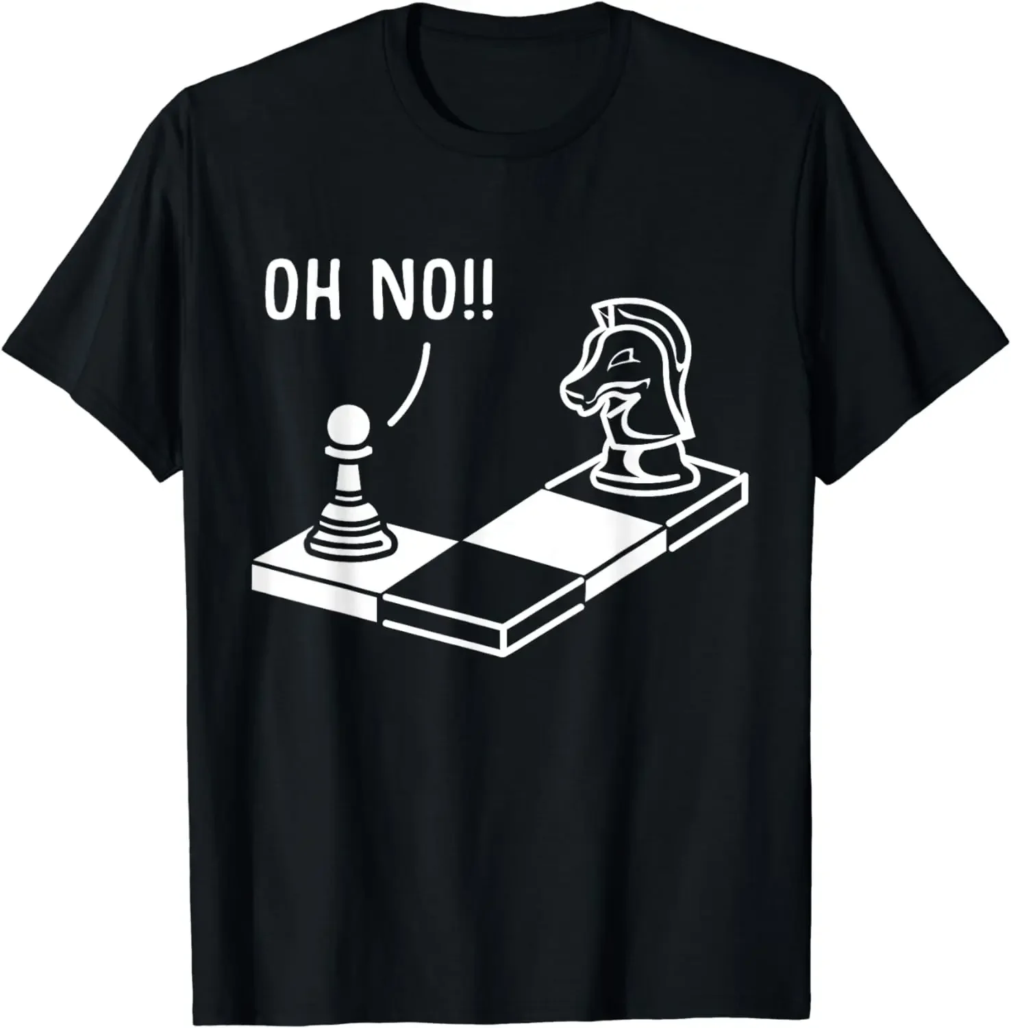 Oh No Knight To Pawn Funny Chess Player Gift Idea Board Game T-Shirt Cotton Men Clothing Tops Graphic T Shirt Camisas Streetwear
