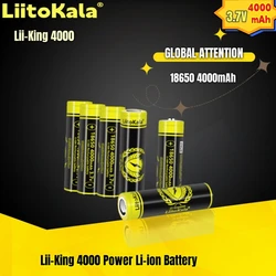 5pcs LiitoKala Lii-King4000 3.7V Rechargeable Li-Ion Battery 18650 3500mAh For Electric Tool Flashlight Fan High Power