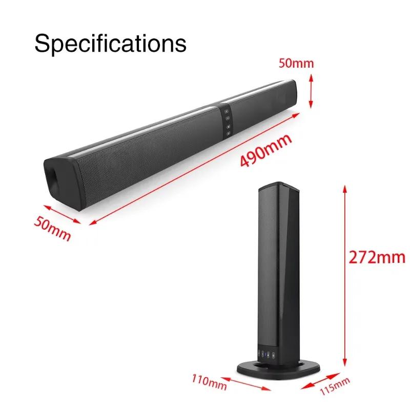 20W Black Desktop Stereo Speaker Multi‑Horn With Cool RGB Light Effect Wired Home Desktop Audio Speaker