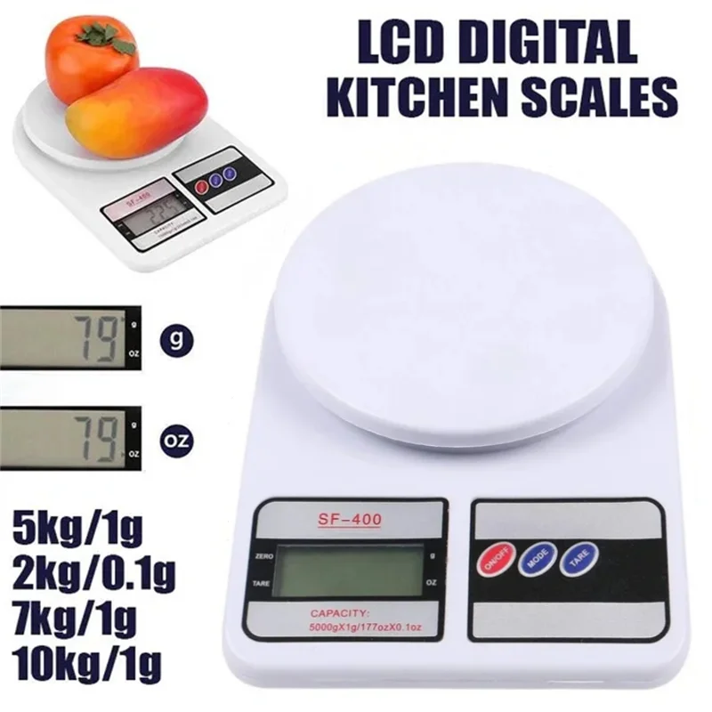 5kg/7kg/10kg LCD Display Digital Kitchen Scale 1g High Precise Electronic Food Scale for Cooking Baking Weighing Measuring Scale