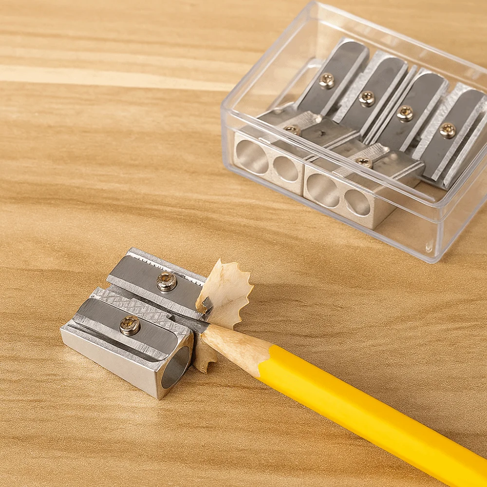 

1/5 Pcs Silver Double Hole Metal Office Stationery Pencil Sharpener School Supplies Sharpeners Stainless steel blade Office