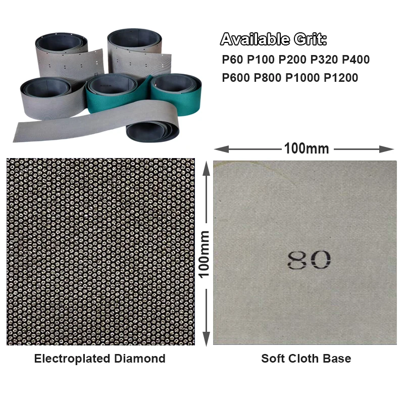 100x100mm Electroplated Diamond Sanding Sheet P60 - P1200 Hand Polishing Sandpaper