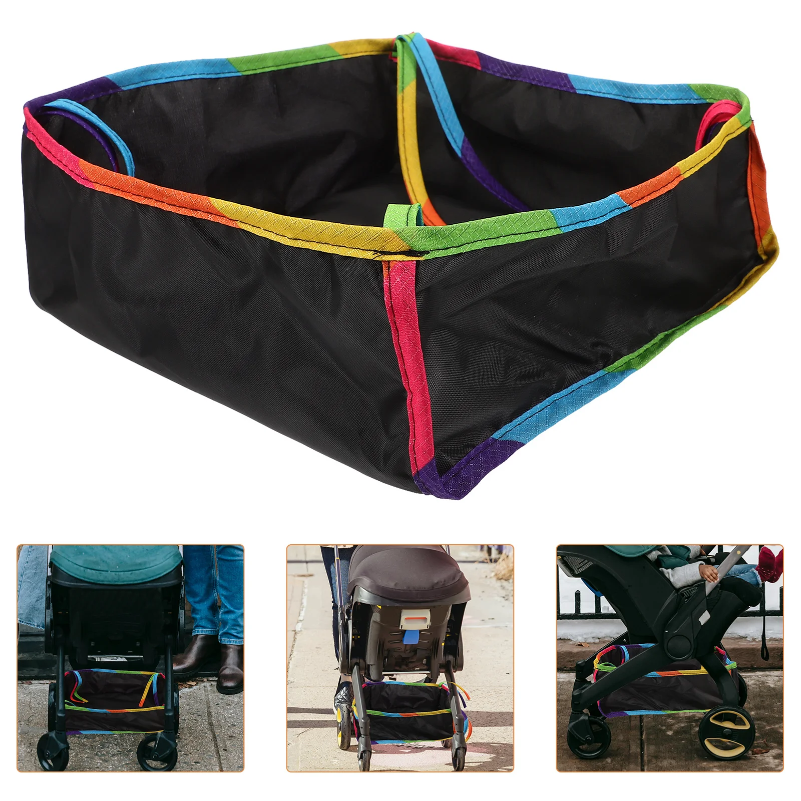 

Baby Stroller Bottom Basket Organizer Infant Storage Bag Sturdy Oxford Cloth Polyester Fiber Large Capacity Baby Stroller Basket