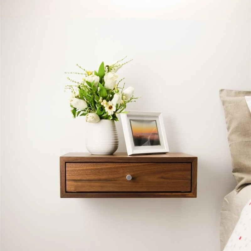 Wall-mounted suspended bedside table with drawers, dresser, wall rack, bedside table