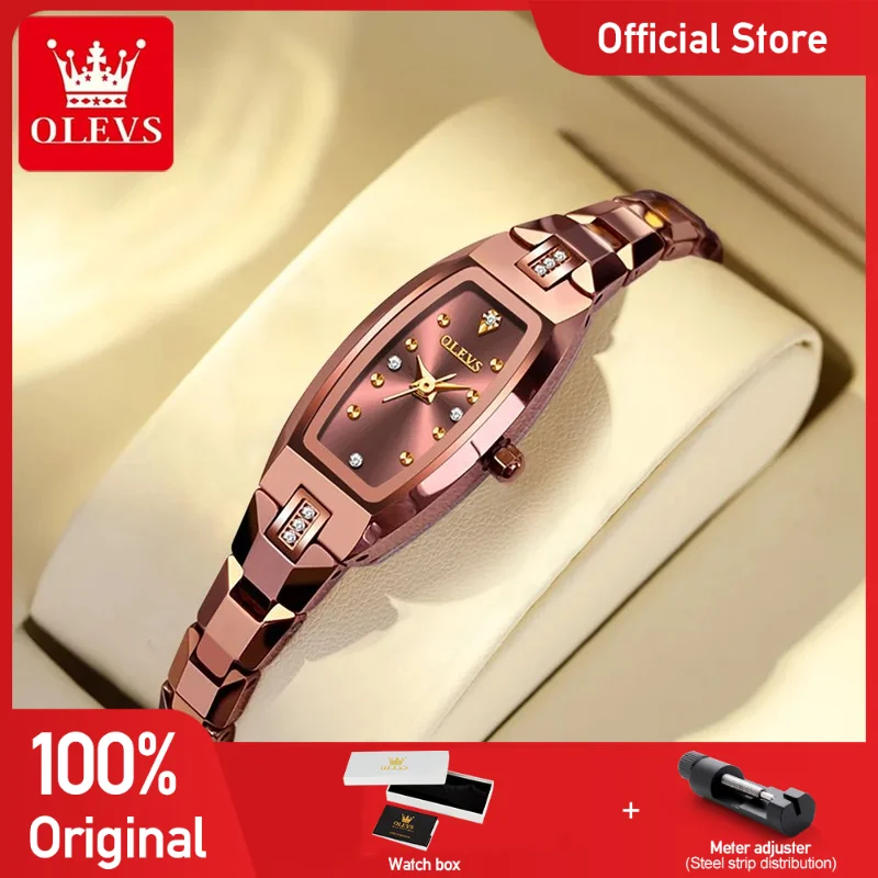 

OLEVS 5501 Ladies Watch Luxury Elegant Stainless Steel Quartz Wristwatch Diamond Tungsten Steel Watches For Women Slim Thin Set