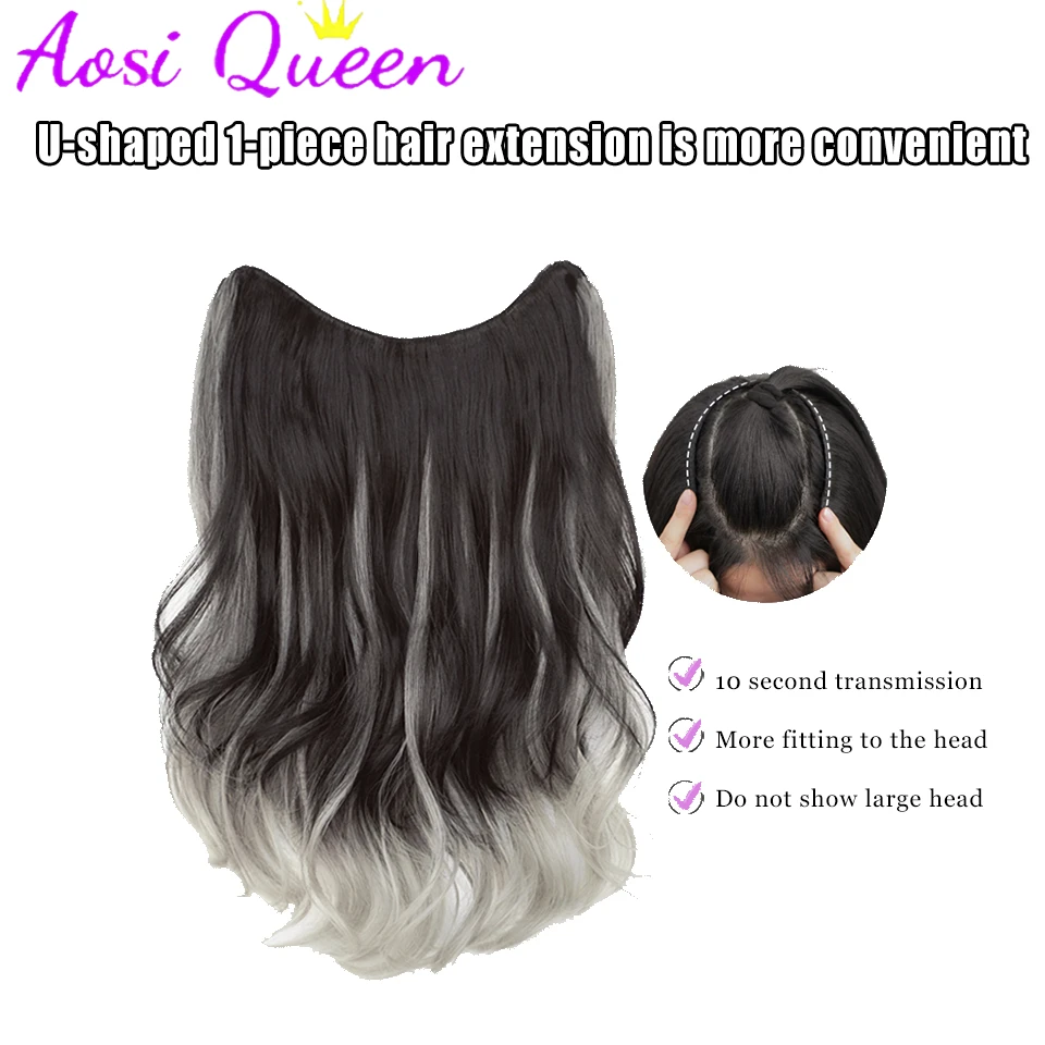 AS Wig Piece Female One Piece Big Wavy Long Curly Hair Increase Volume Fluffy Simulation Highlighting Hair Extension Piece