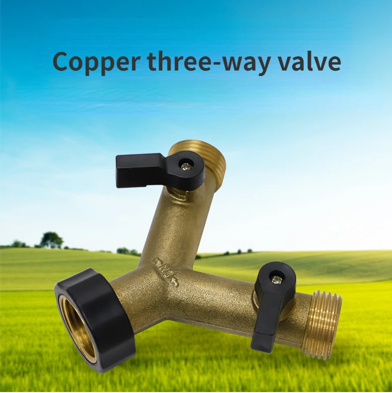 

American Garden Double Way Ball Valve Garden Brass Ball Valve Y Valve Diverter Hose Tee Connector