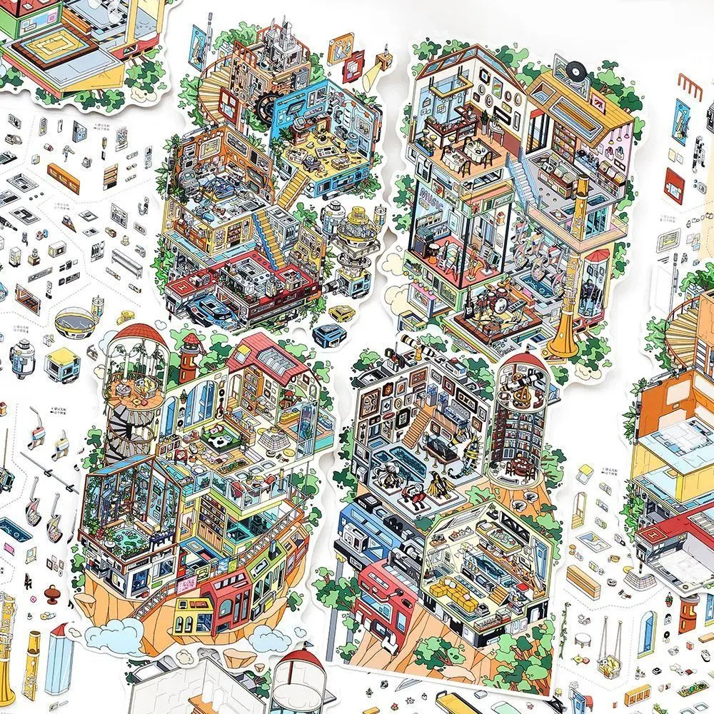 

Новая серия «Открыто сегодня»: Миниатюрные ландшафтные наклейки из ПЭТ, большие наклейки с изображением домиков, 3D-наклейки для снятия стресса, подарок для творчества своими руками