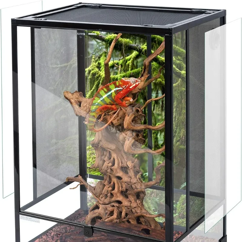 

24" x 18" x 36" Reptile Tall Glass Terrarium Rainforest Habitat Double Hinge Door with Screen Ventilation 67 Gallon Reptile