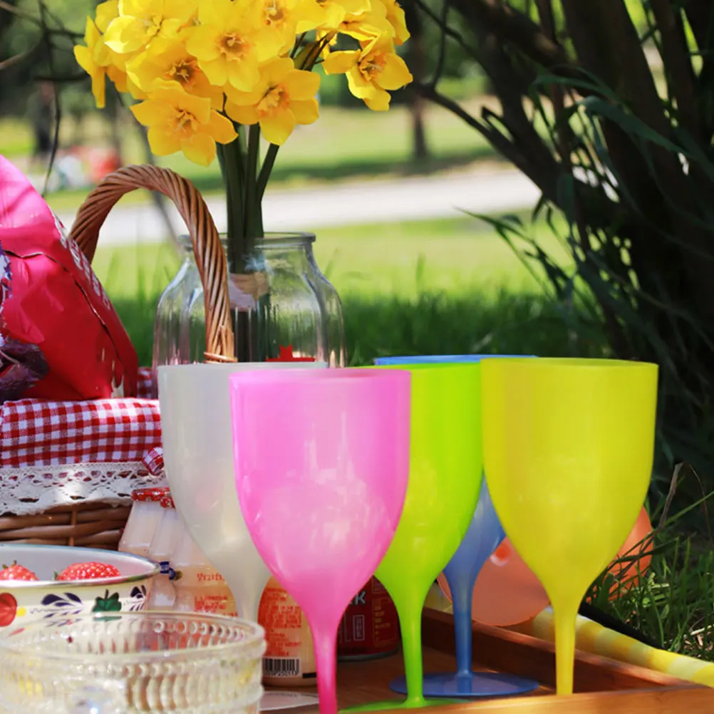 

6 Pcs Tall Glass Reusable Party Cups Beverage Goblet Festival Drinking Plastic Creative Simple Bars KTV Restaurants