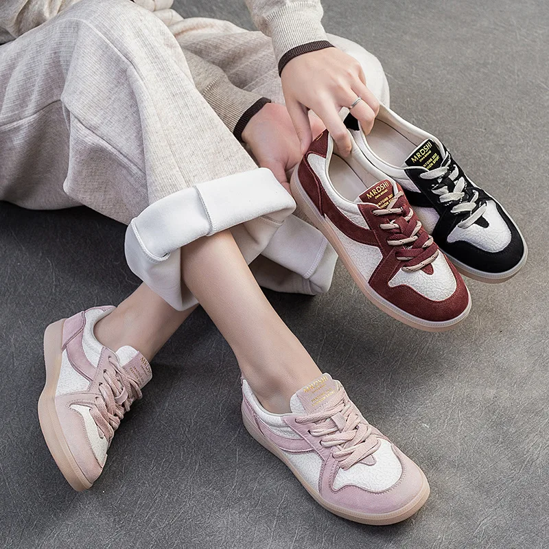 

2025 Summer New Casual Color blocked De Xun Women's Single Shoes Fashionable, Comfortable, Versatile, Lightweight Lace Up