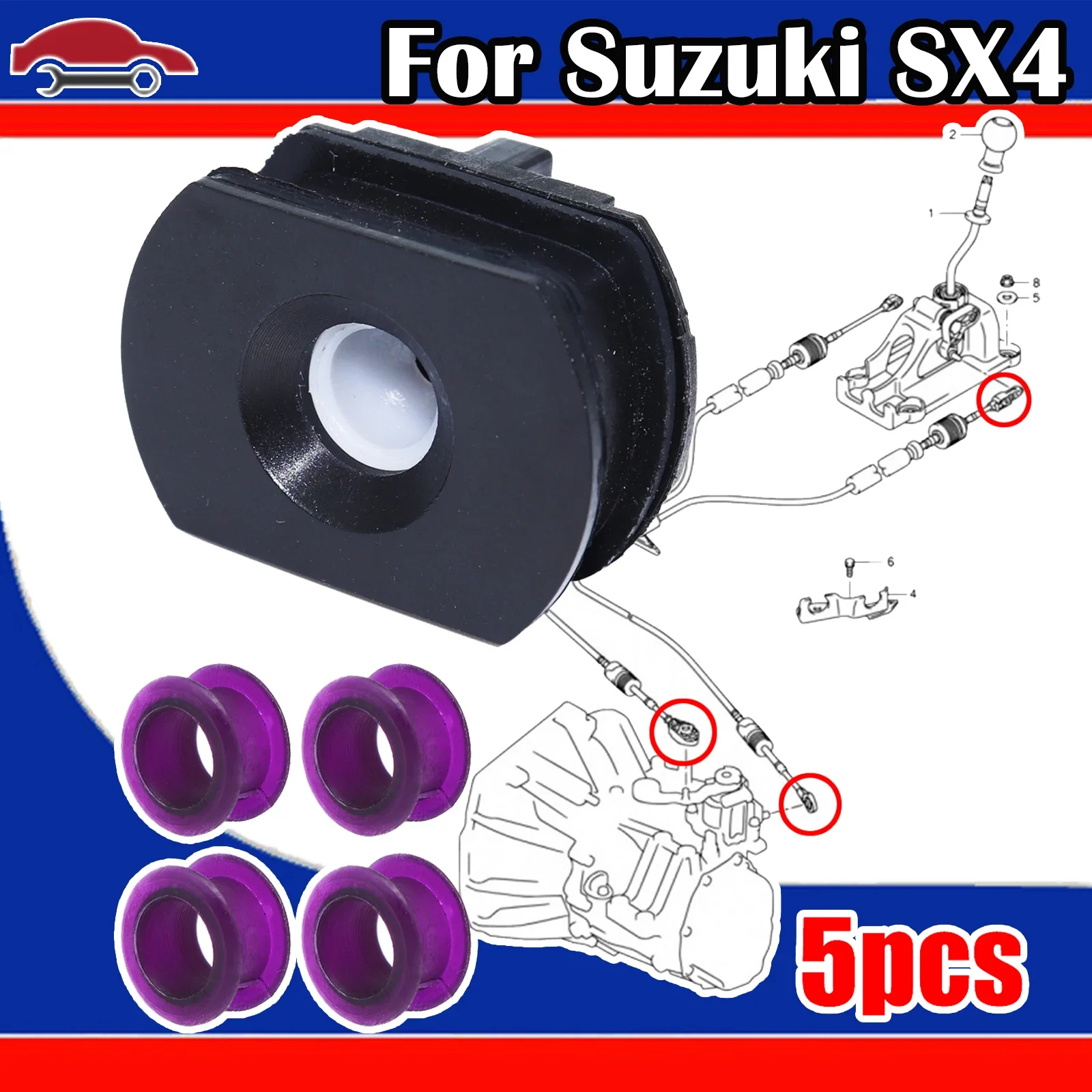 5pcs/set Gear Shifter Cable Bushing For Suzuki SX4 Swift Sport Lever End Linkage Connector Adapter Selector Grommet Sleeve Clips