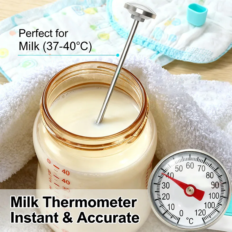 Accurate Classic Pocket Style Milk Coffee Thermometer, 304 Stainless Steel Probe, Single Celsius Scale Battery-Free Thermometer