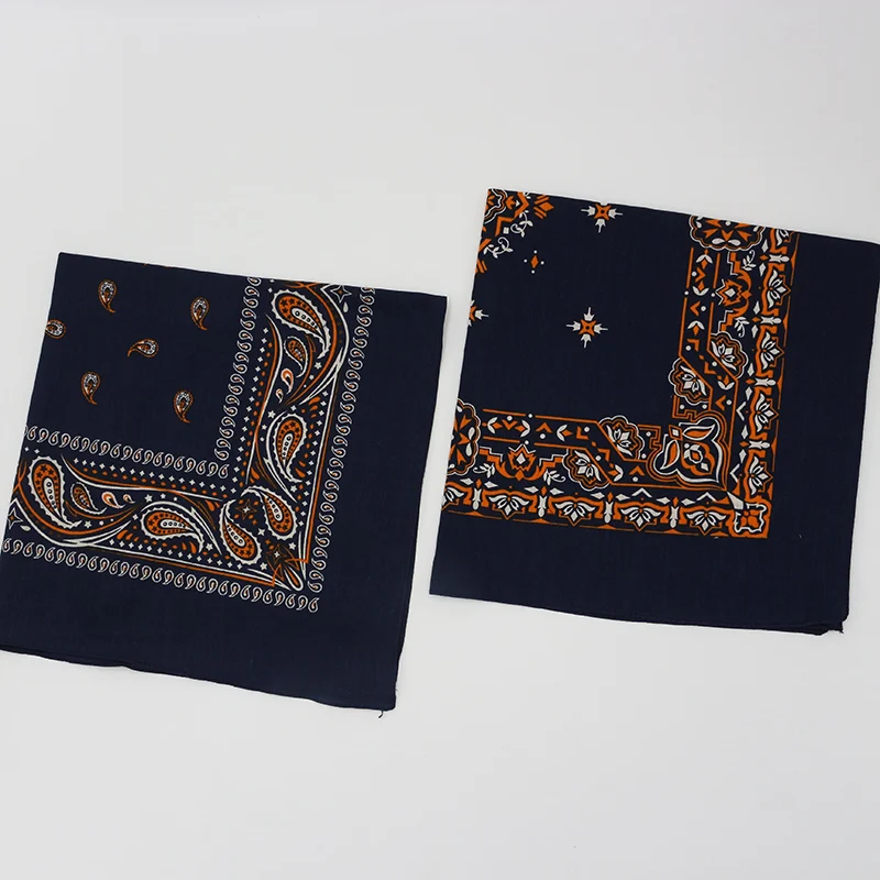 Dark Blue Paisley Cotton Bandana For Men Pocket Square Heawear Hair Bands Headscarves