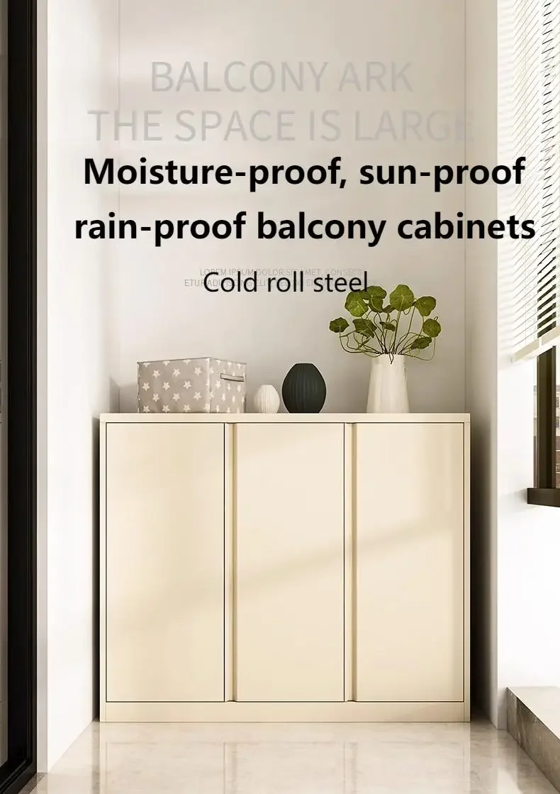 2026 Space Saving Home Decoration Storage Cabinet Moisture Proof Balcony Cupboard Storage Cabinet Steel Shed Tool Cabinet