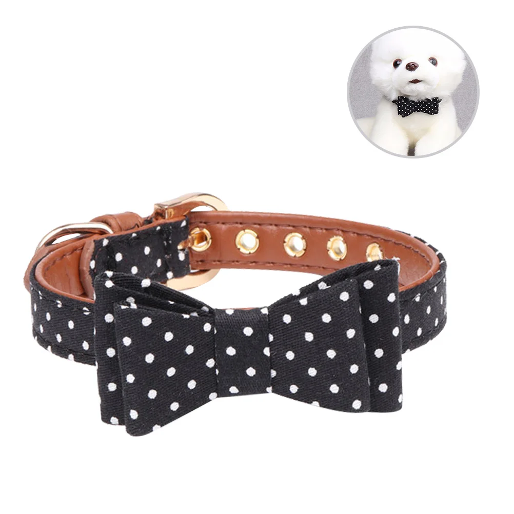 

Adjustable Dog Pet Collar Bowtie Cat Collar Durable Comfortable Walking Accessory For Dogs Cats 1.3X42Cm Black