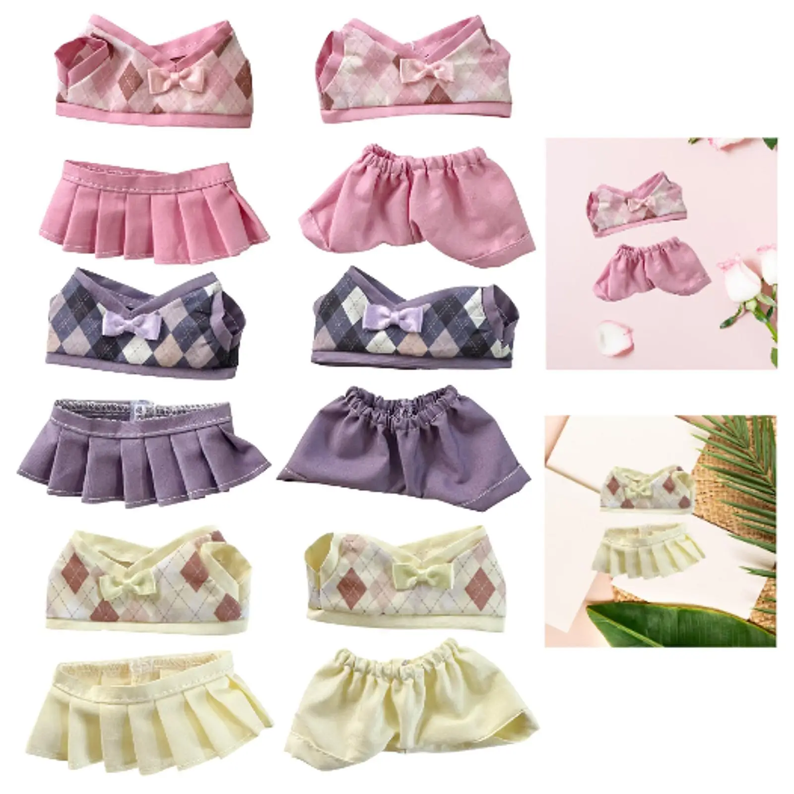 2Pcs Girl Doll Clothes Set Doll Clothing for Kids Decoration Detachable Cute Comfortable Doll Outifits Dress up for 17cm Doll