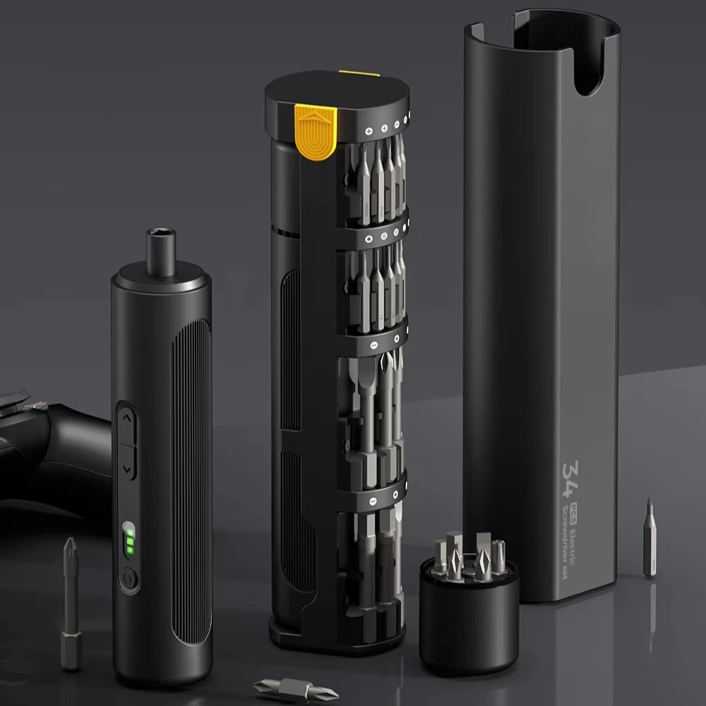 3.7V Electric Screwdriver Kit 150-300r/min 3-Stage Adjustable Speed & Torque TYPE-C Charging Portable Compact Design