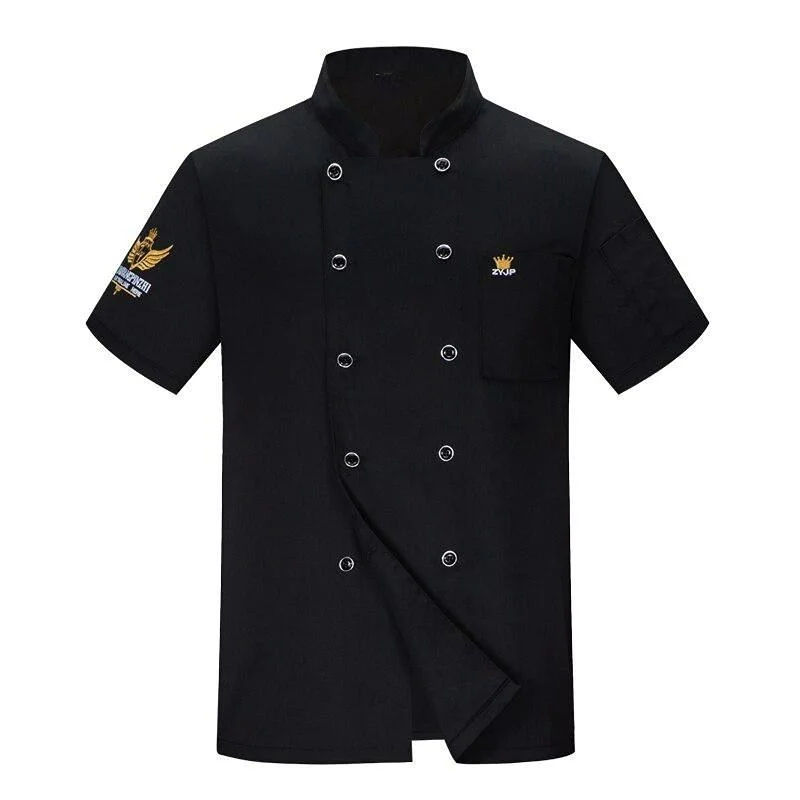 Chef Jacket for Men Women Cook Jacket Short Sleeve Restaurant Kitchen Work Uniform