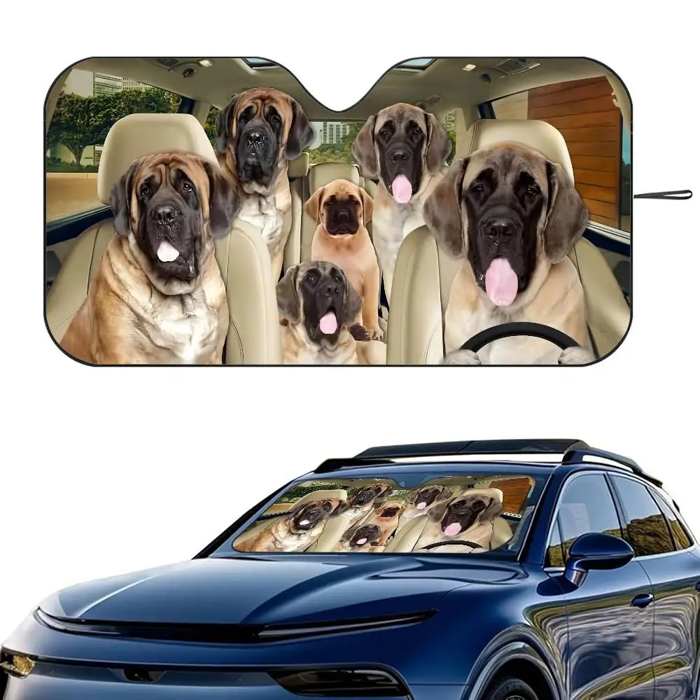 

Movie English Mastiff Dog Car SunShade Windshield Foldable Three-layer Insulation Sunshade By Suction Cup Blocks UV Rays Sun
