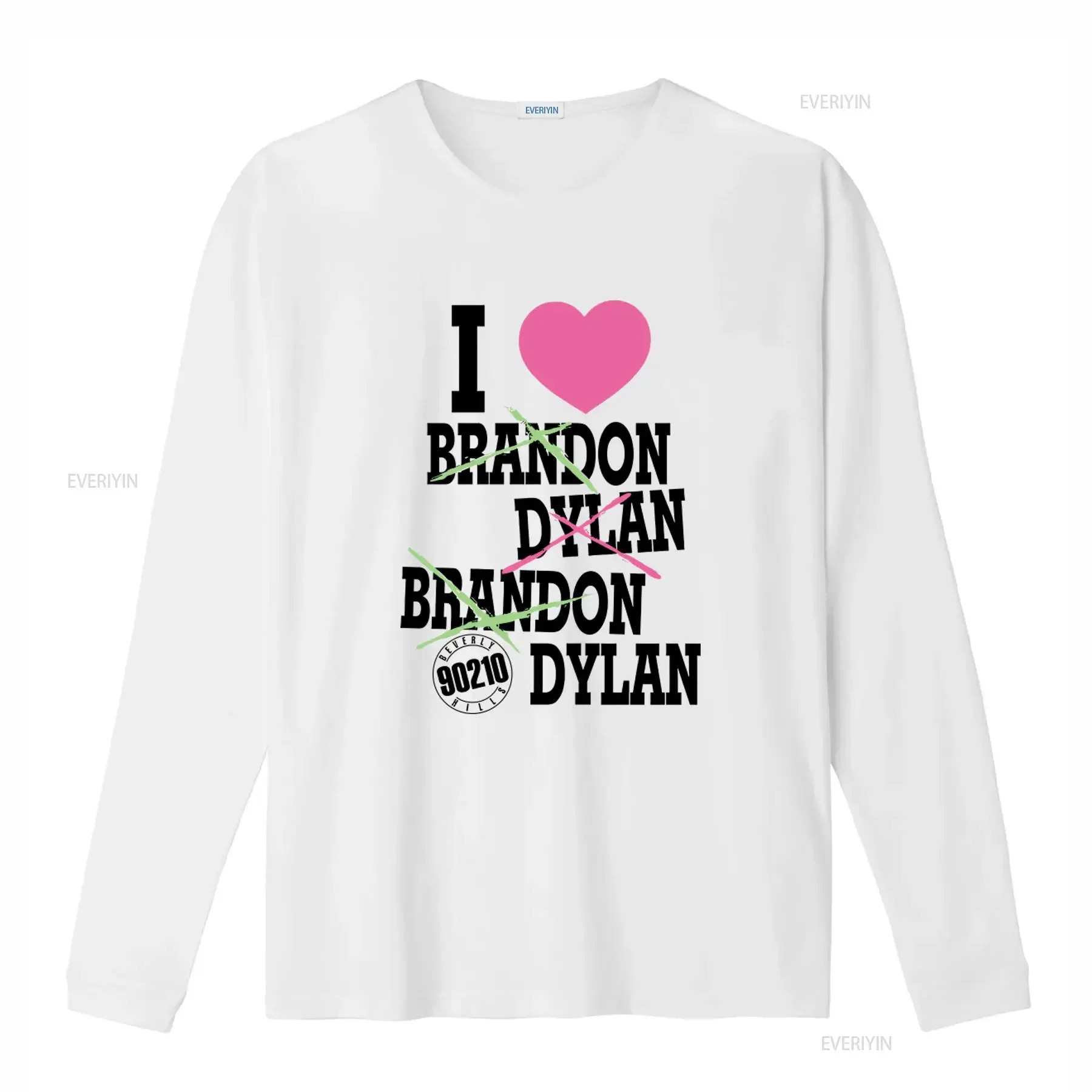 Beverly Hills 90210 I Love Brandon And Dylan Kids' Print White T Shirt vintage Washed Stretched streetwear Comfortable Soft