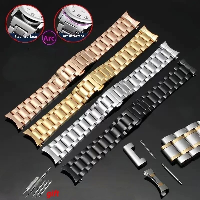 

16 17 18 19 20 21 22 23mm 24mm Strap For Tissot Citizen Seiko Curved Flat Stainless Steel Watchband Men Watch chain Accessories