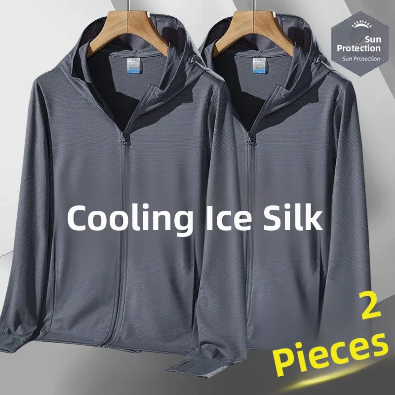 

Summer New Mesh Breathable Thin Outerwear Outdoor Travel Sun Protection Loose Long Sleeve Ice Silk Hooded Coat Lightweight Fa...