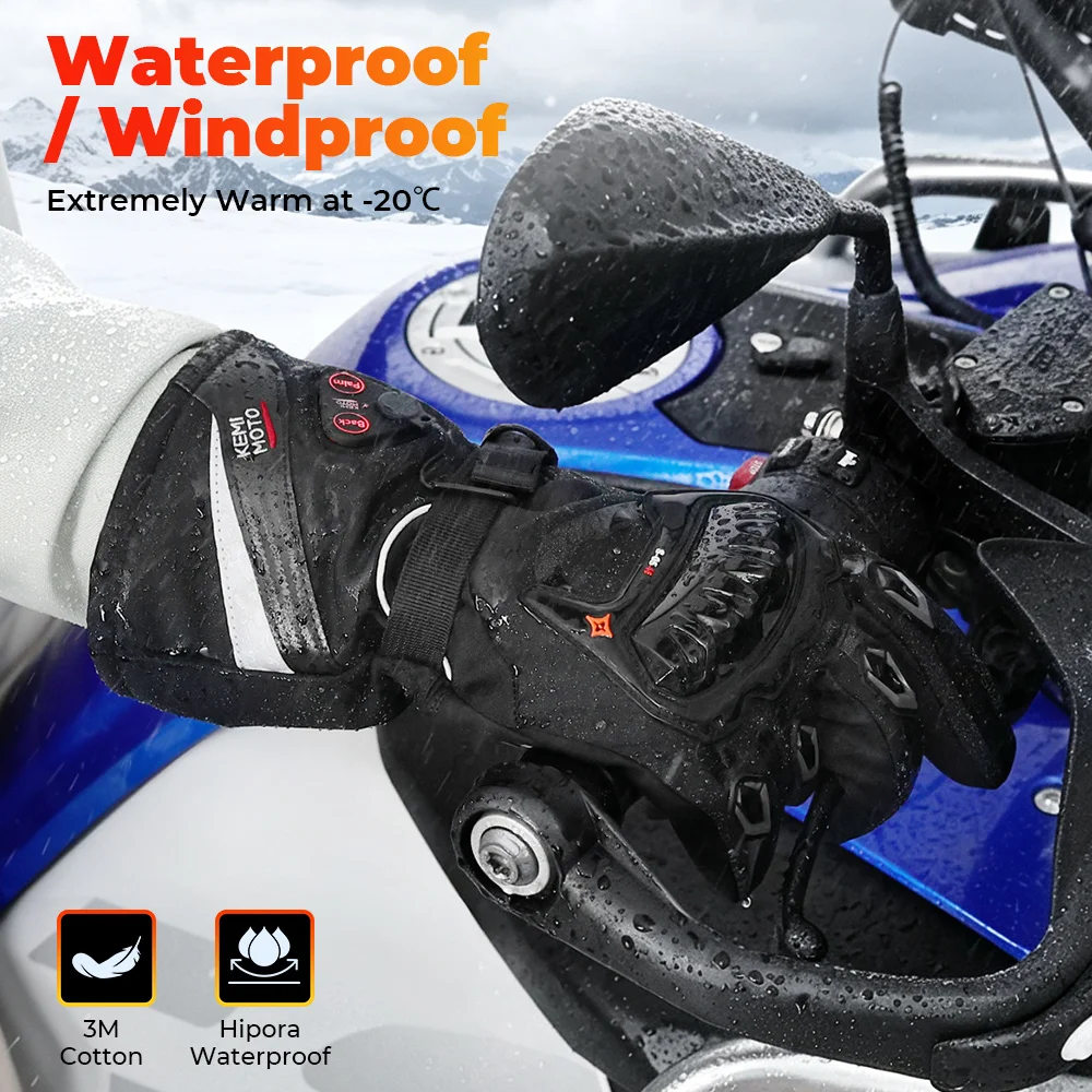 KEMIMOTO Motorrad-Heizhandschuhe Winter Moto-Heizhandschuhe Warme Wasserdichte Wiederaufladbare Heizhandschuhe für Schneemobile – Detail 30