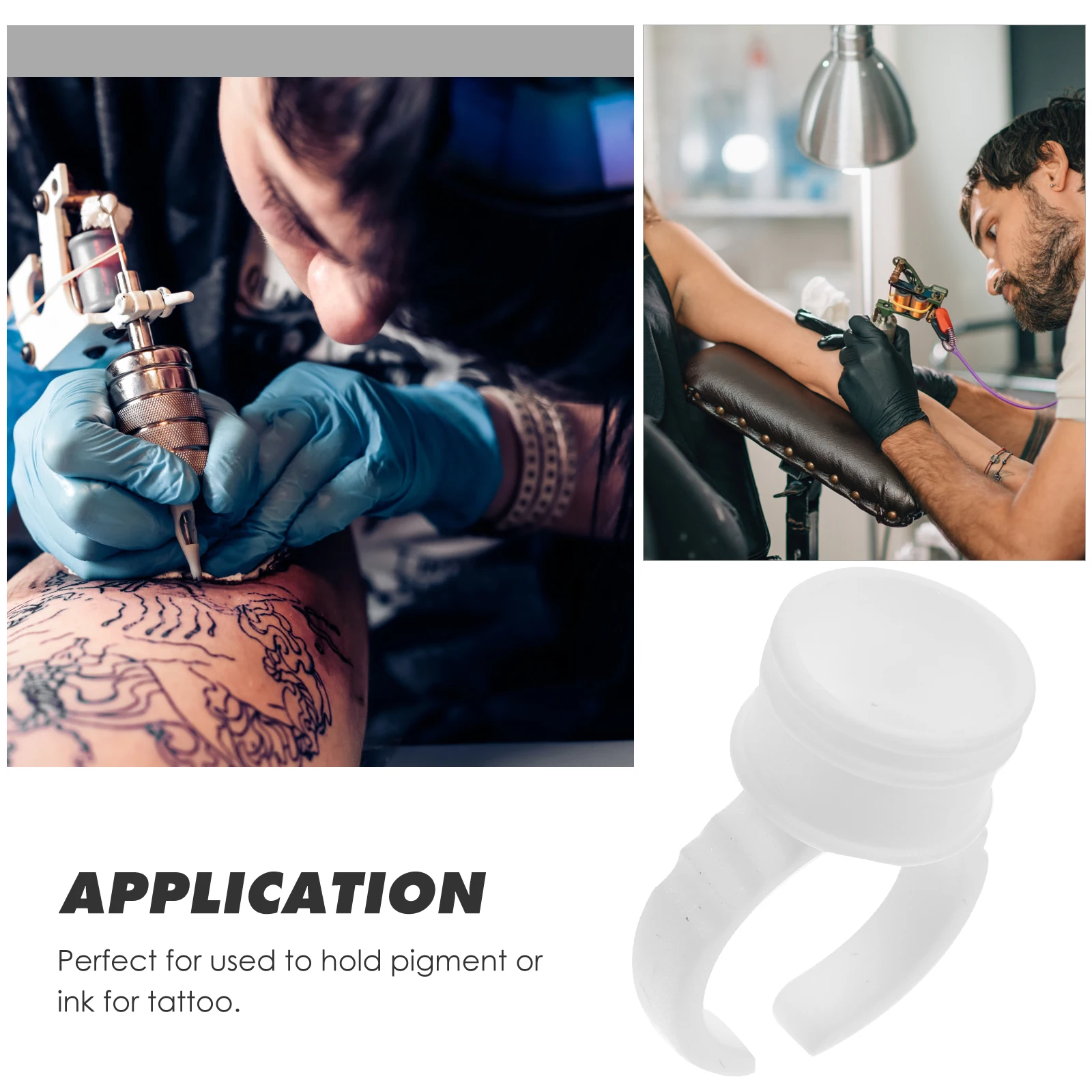 

100Pcs Eyelash Makeup Tool Ink Ring Holder Disposable Pigment Container for Professional Use No Separation Size M White