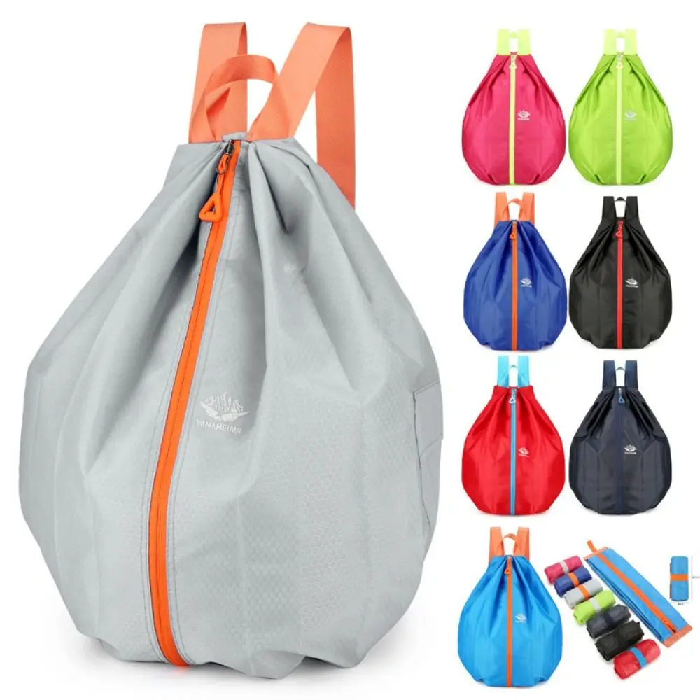 

Multifunctional Portable Backpack Waterproof Foldable Zip Storage Bag Reusable Lightweight Shopping Bag Rucksack
