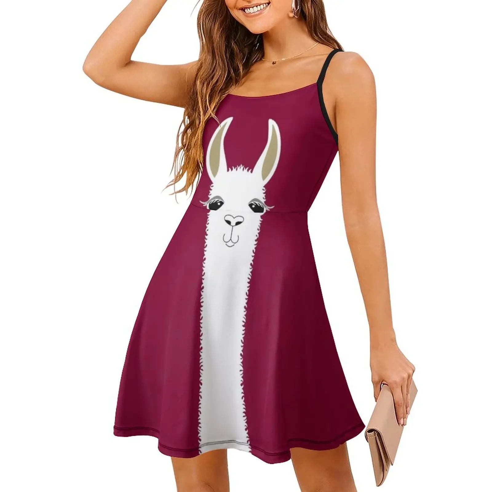 Llama Portrait #3 Women's Hip Hop Streetwear Dress Graphic Print Party Club Wear Portrait Llama Llamas Alpacas Alpaca Woman