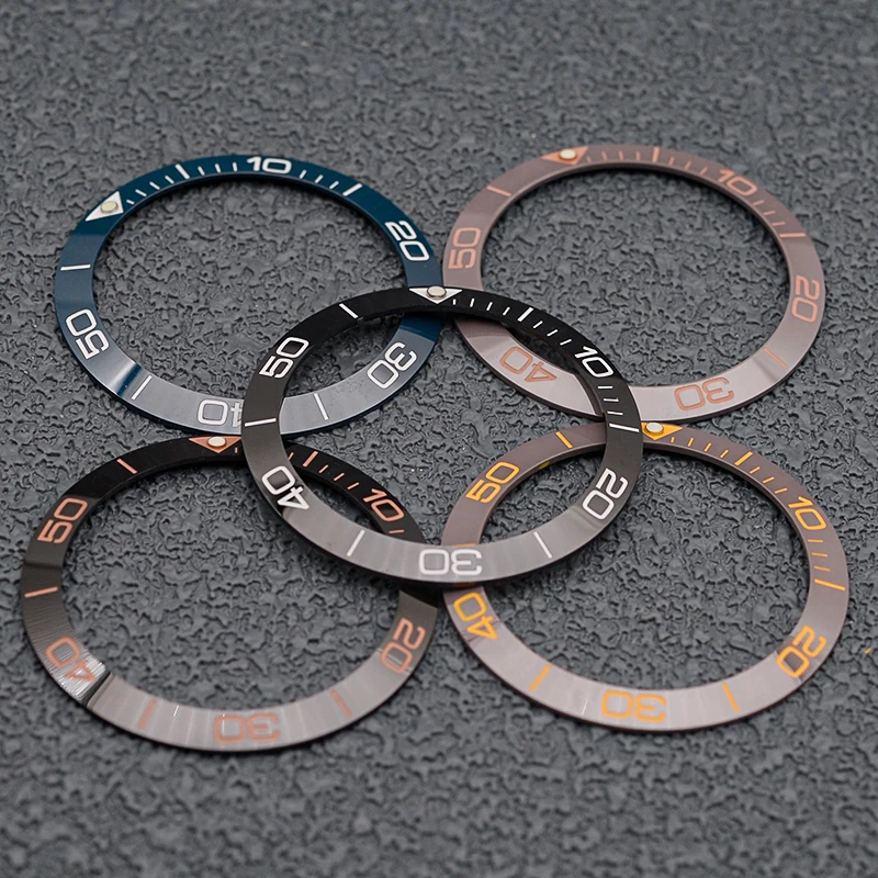 38 مللي متر مشطوف الألومنيوم الحافة إدراج يناسب SKX007 SKX009 SKX011 SRPD ساعة حافظة الرجال الغوص الساعات استبدال الملحقات