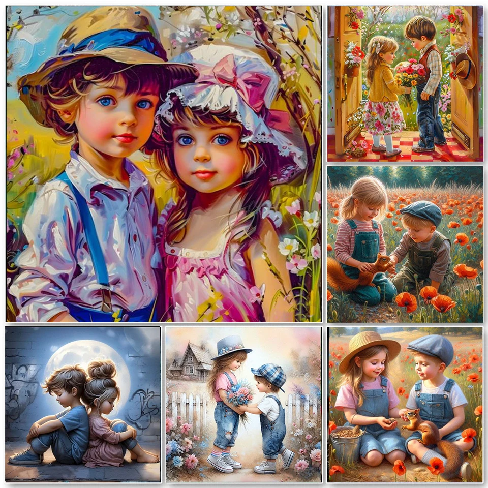 

DIY Diamond Painting Cartoon Boy Full Diamond Embroidery Cute Girl Cross Stitch Set Art Home Decoration Gift