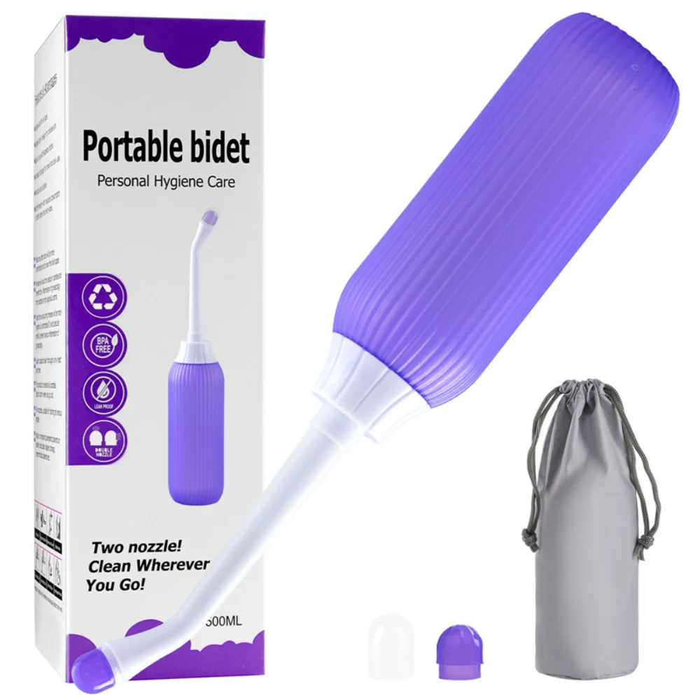 

500ml Portable Bidet Spray Reusable Large Capacity Female Washer Irrigator Press-flush Pulsed Flow Private Parts Flushing Device