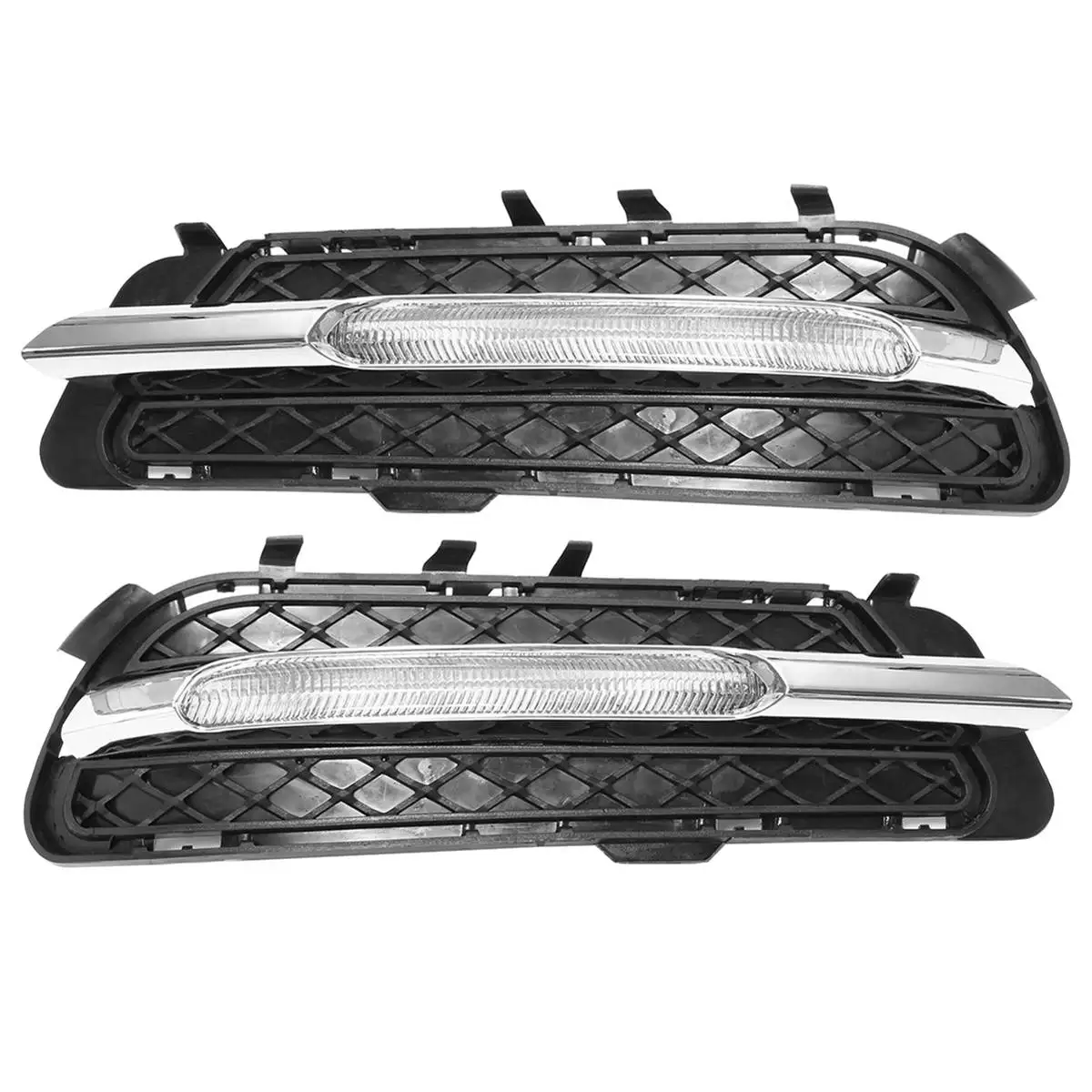 A Pair LED Car DRL LED Daytime Running Lights With Fog Lamp Cover For Mercedes For Benz W212 E-Class E250 E300 E350 2009-2013