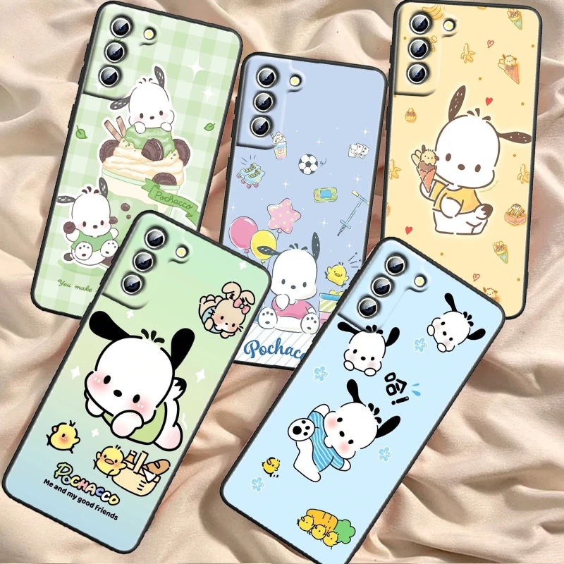 Sanrio Pacha Dog Cute Cartoon For Samsung Galaxy S24 S23 S22 S21 S20 FE S10 S10E Plus Ultra Pro Lite 5G Black Funda Phone Case