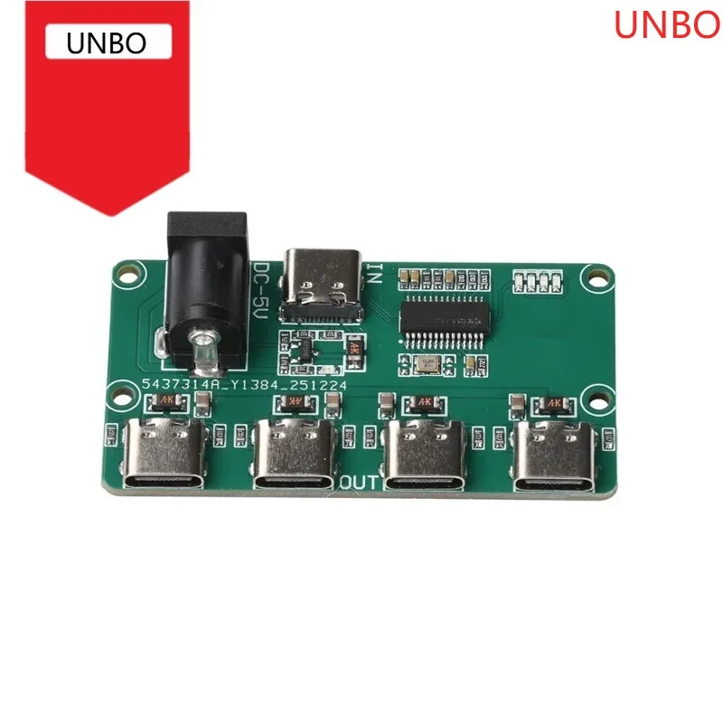 USB Hub Module DC 5V Type C Input 1 to 4 Port Splitter Expander Board Multi Interface Power Data Sync Adapter for DIY Electronic