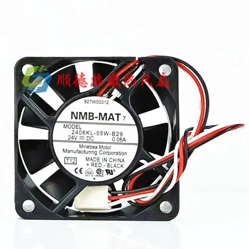 NMB-MAT 2406KL-05W-B29 T12 DC 24V 0.08A 60x60x15mm 3-Wire Server Cooling Fan