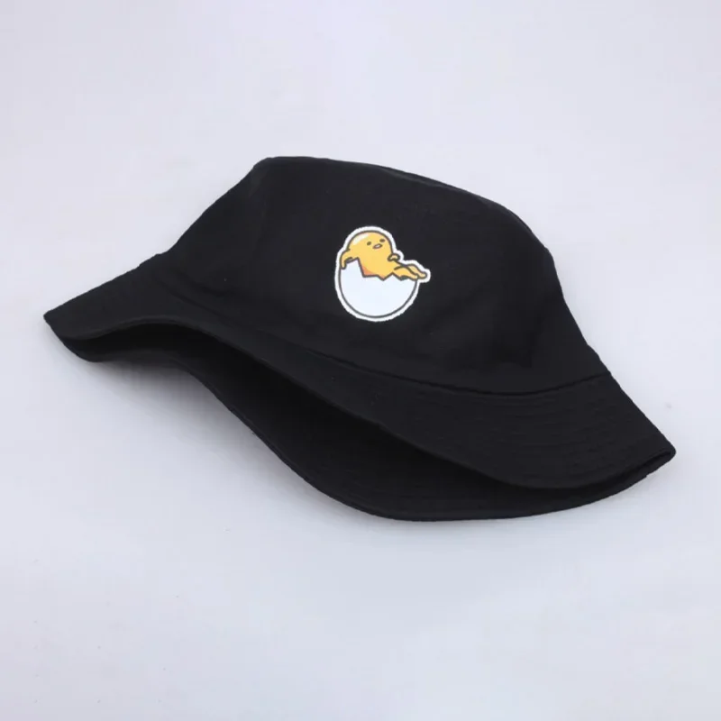 Sanrio Gudetama Solid Color Sun Hats Cartoon Print Foldable Bucket Hat Street Headwear Fisherman Outdoor Cap Men and Woman Caps