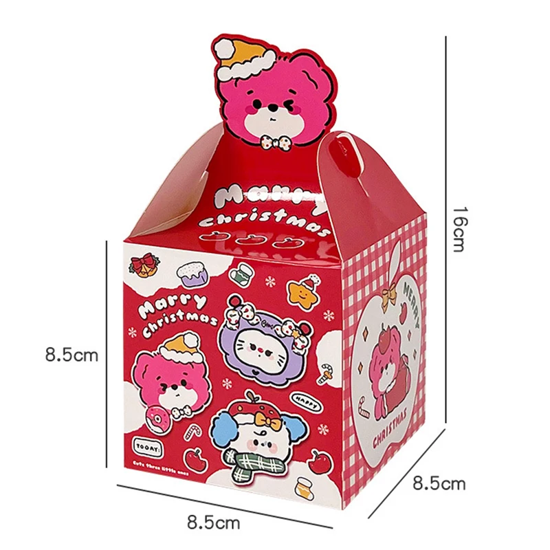 1PC Cartoon Christmas Party Gift Box scatola di carta regalo di natale portatile per biscotti Candy Apple Merry Christmas Packaging Supplies