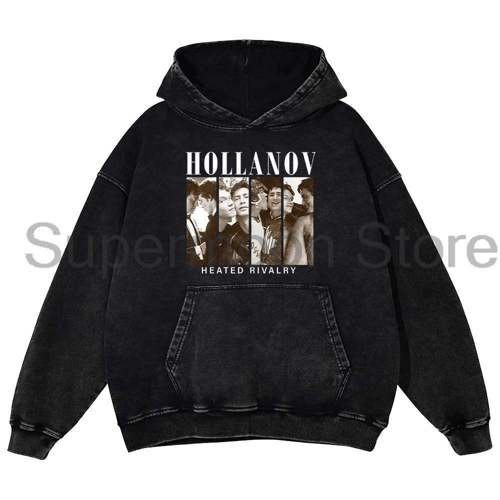 

Heated Rivalry Hollanov 90s Vintage Acid Washed Hoodie Long Sleeve Women Men Heavyweight Cotton Hooded Sweatshirts