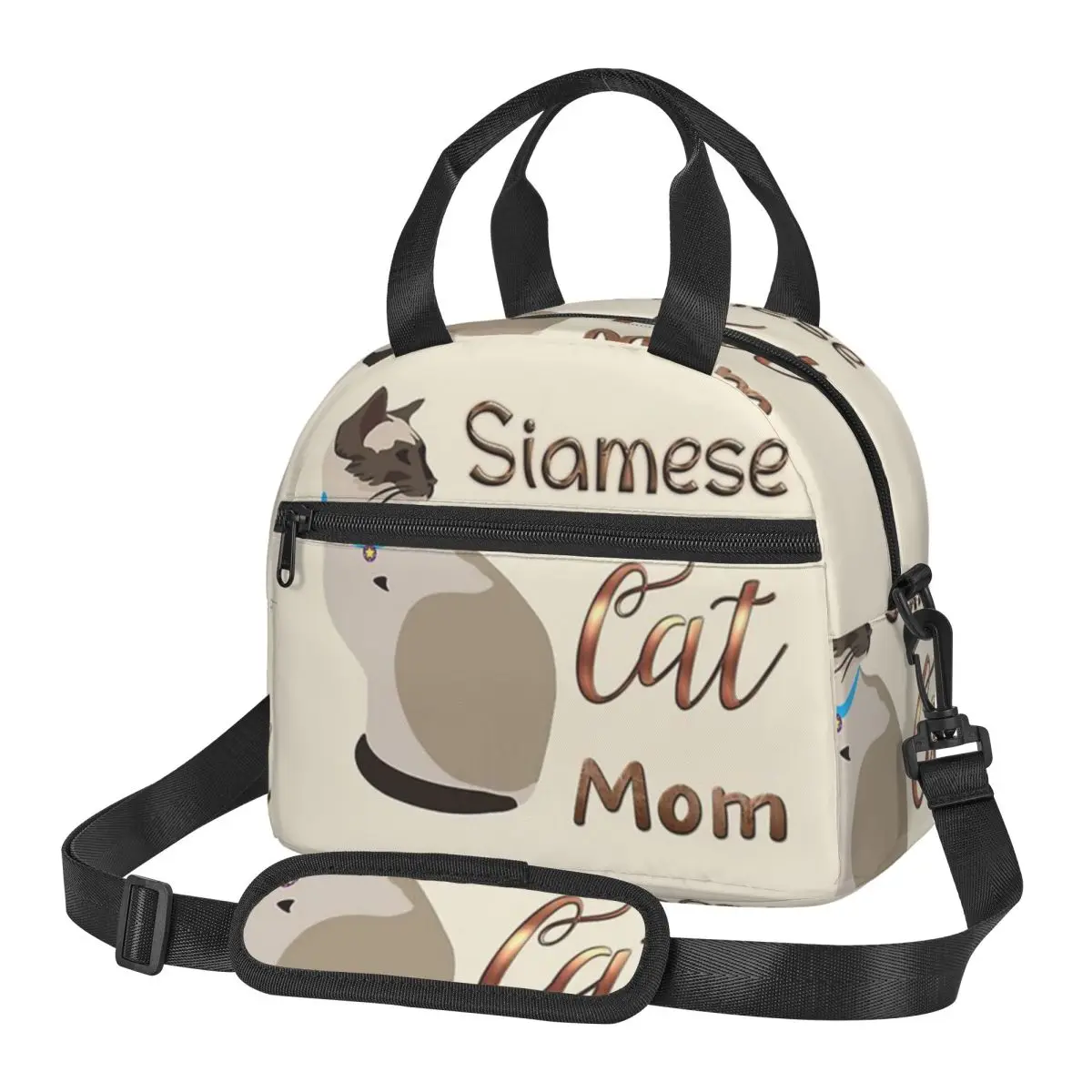 

Сумки для обеда с сиамским котом и мамой, изолированная коробка для бенто, герметичная сумка для обеда, сумки для пикника, термосумка для женщин-студентов