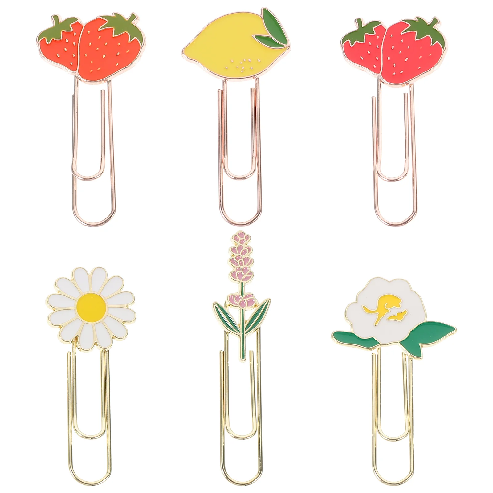 6pcs Fruit Paper Clips Metal Shaped Bookmarks Small Document Clips For Office Home Study Files Notes Tickets Organizers
